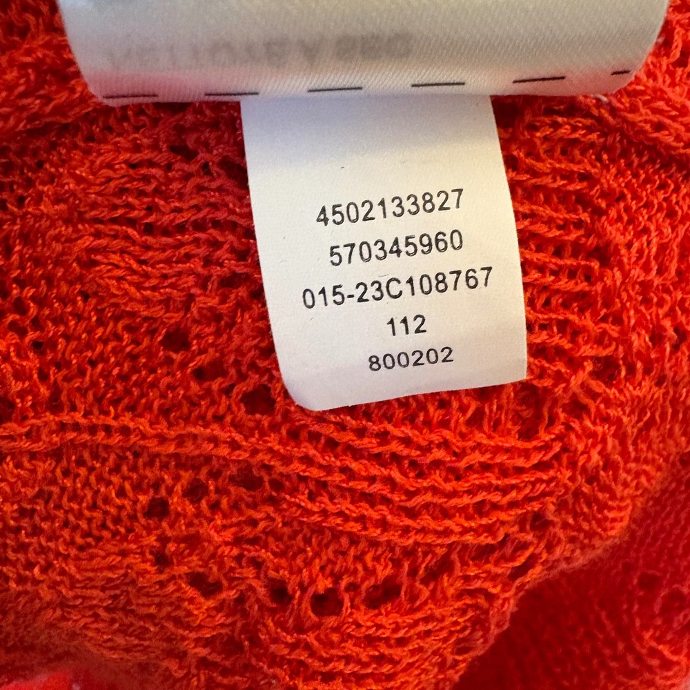 Chicos Red Chevron Pointelle Open Front Tassel Cardigan Sweater Size XXL - Picture 5 of 7